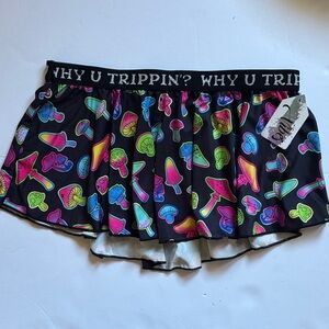 Vibes | Black Colorful Mushroom Trippy Skirt | Psychedelic Why U Trippin’? NWT